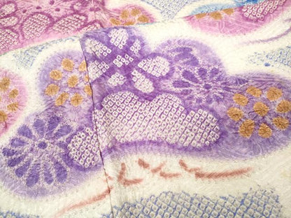 平和屋着物●名門　藤娘きぬたや・総絞り　振袖　松花文　正絹　逸品　CABD7340ut