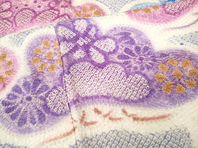平和屋着物●名門　藤娘きぬたや・総絞り　振袖　松花文　正絹　逸品　CABD7340ut
