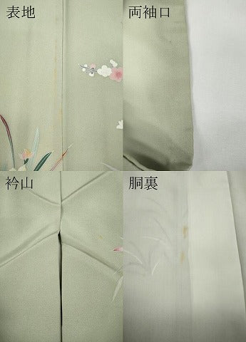 平和屋着物●訪問着　友禅　飛鳥草花文　暈し染め　正絹　逸品　CABD7343ut