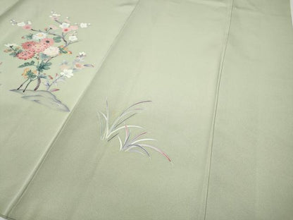 平和屋着物●訪問着　友禅　飛鳥草花文　暈し染め　正絹　逸品　CABD7343ut