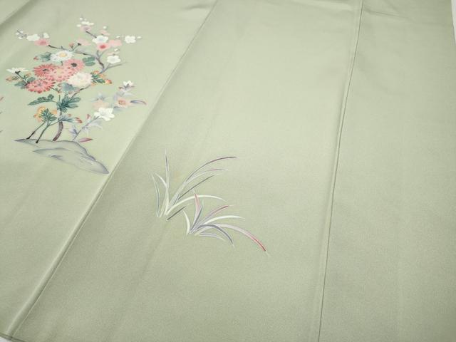 平和屋着物●訪問着　友禅　飛鳥草花文　暈し染め　正絹　逸品　CABD7343ut