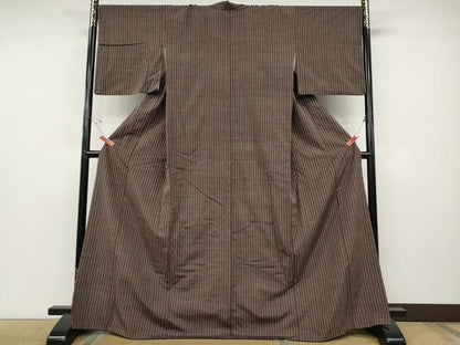 平和屋着物●上質な紬　縞　正絹　逸品　CABD7344ut