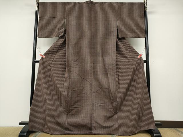 平和屋着物●上質な紬　縞　正絹　逸品　CABD7344ut