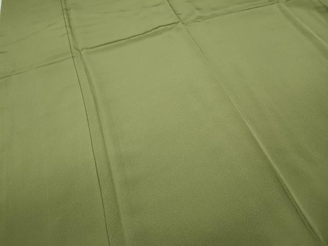 平和屋着物●上質な色無地　抹茶色　正絹　逸品　CABD7346ut