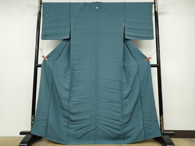 平和屋着物●上質な色無地　藍色　正絹　逸品　CABD7347ut