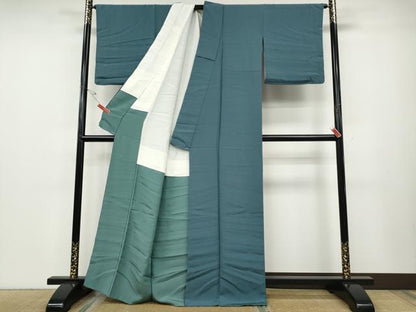 平和屋着物●上質な色無地　藍色　正絹　逸品　CABD7347ut