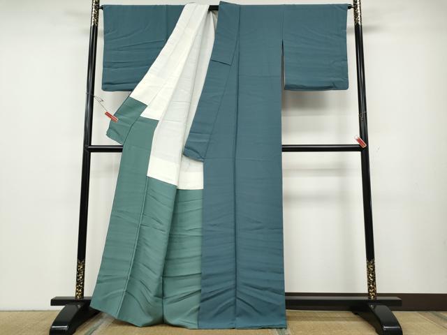 平和屋着物●上質な色無地　藍色　正絹　逸品　CABD7347ut