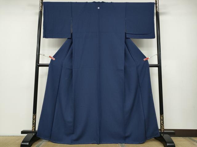 平和屋着物●上質な色無地　霞地紋　留紺色　正絹　逸品　未使用　CABD7348ut