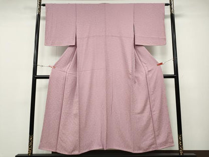 平和屋着物●上質な色無地　草花地紋　鴇色　正絹　逸品　未使用　CABD7349ut