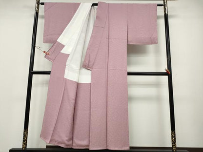 平和屋着物●上質な色無地　草花地紋　鴇色　正絹　逸品　未使用　CABD7349ut