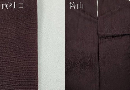 平和屋着物●上質な色無地　縞地紋　滅紫色　正絹　逸品　CABD7350ut