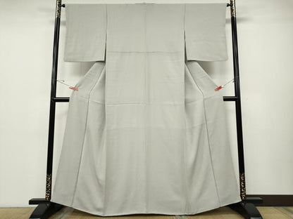 平和屋着物●上質な色無地　霞地紋　素色　正絹　逸品　CABD7351ut