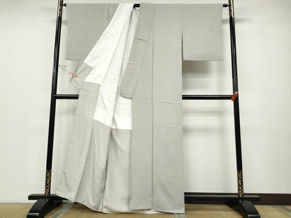 平和屋着物●上質な色無地　霞地紋　素色　正絹　逸品　CABD7351ut