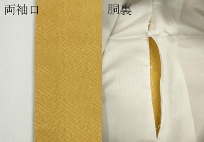 平和屋着物●上質な色無地　草花地紋　玉蜀黍色　やまと誂製　正絹　逸品　CABD7352ut