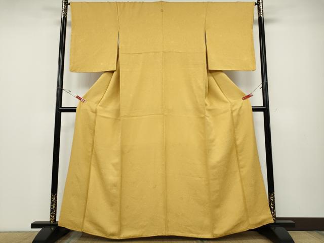 平和屋着物●上質な色無地　草花地紋　玉蜀黍色　やまと誂製　正絹　逸品　CABD7352ut