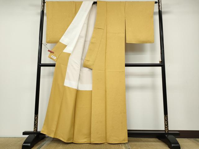 平和屋着物●上質な色無地　草花地紋　玉蜀黍色　やまと誂製　正絹　逸品　CABD7352ut