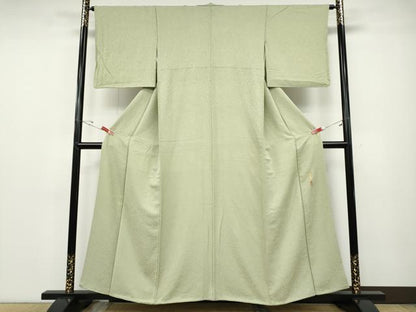 平和屋着物●本草木染作家　瑞寶　色無地　草花地紋　蒸栗色　正絹　逸品　CABD7354ut