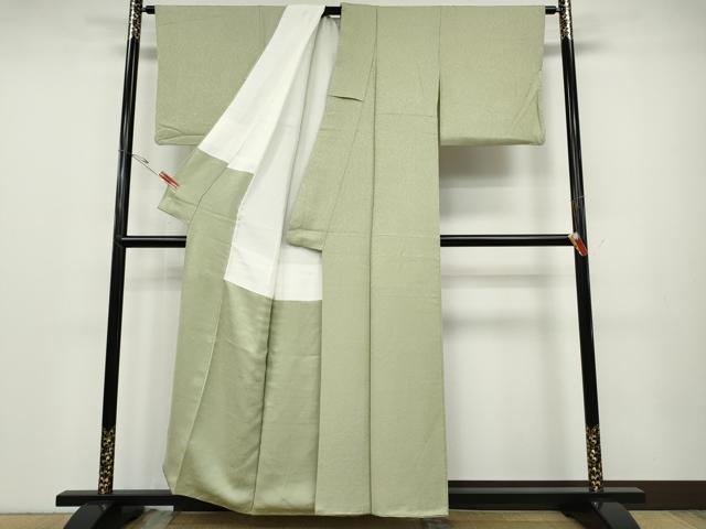 平和屋着物●本草木染作家　瑞寶　色無地　草花地紋　蒸栗色　正絹　逸品　CABD7354ut