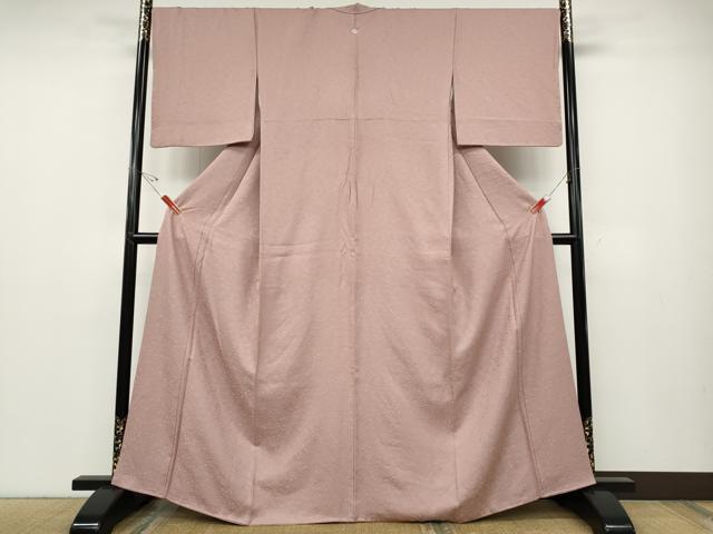 平和屋着物●上質な色無地　流水草花地紋　薄柿色　正絹　逸品　CABD7355ut