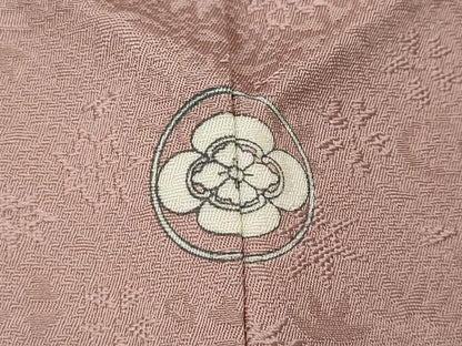 平和屋着物●上質な色無地　流水草花地紋　薄柿色　正絹　逸品　CABD7355ut