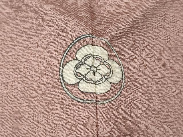 平和屋着物●上質な色無地　流水草花地紋　薄柿色　正絹　逸品　CABD7355ut
