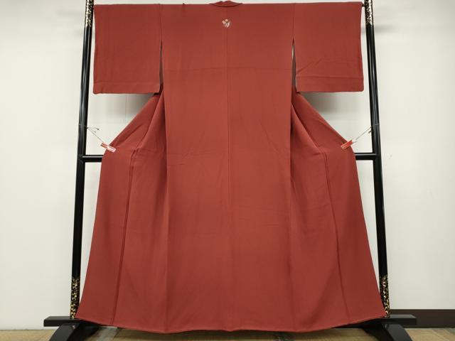 平和屋着物●ファッションデザイナー 花井幸子　色無地　霞地紋　紅海老茶色　やまと誂製　正絹　逸品　CABD7356ut