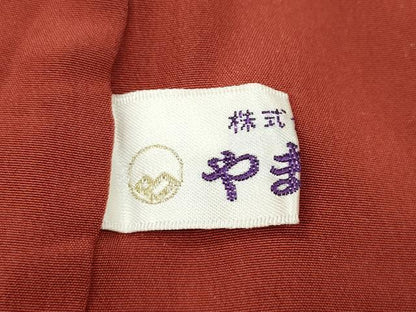 平和屋着物●ファッションデザイナー 花井幸子　色無地　霞地紋　紅海老茶色　やまと誂製　正絹　逸品　CABD7356ut