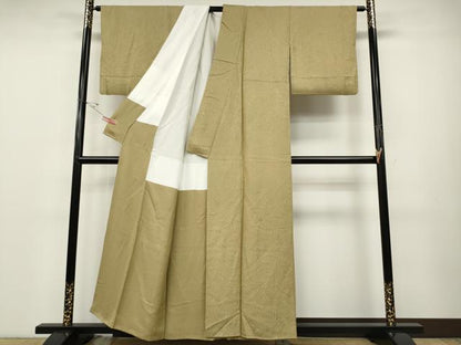 平和屋着物●上質な色無地　辻が花地紋　木蘭色　正絹　逸品　CABD7358ut