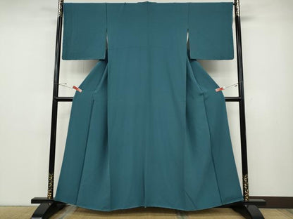 平和屋着物●上質な色無地　藍色　正絹　逸品　未使用　CABD7360ut
