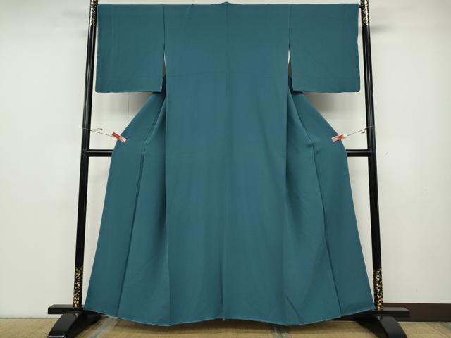 平和屋着物●上質な色無地　藍色　正絹　逸品　未使用　CABD7360ut