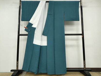 平和屋着物●上質な色無地　藍色　正絹　逸品　未使用　CABD7360ut
