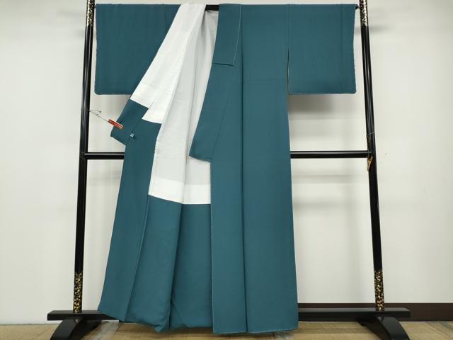 平和屋着物●上質な色無地　藍色　正絹　逸品　未使用　CABD7360ut