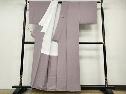 平和屋着物●上質な色無地　桐地紋　紅藤色　正絹　逸品　CABD7361ut
