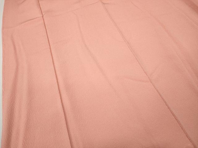 平和屋着物●上質な色無地　霞地紋　珊瑚色　正絹　逸品　CABD7362ut