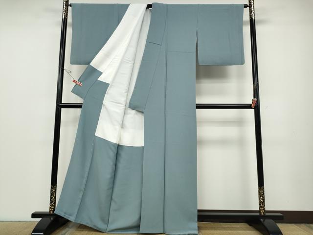 平和屋着物●上質な色無地　霞地紋　秘色色　正絹　逸品　CABD7364ut