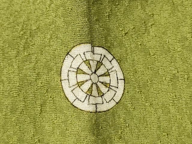 平和屋着物●本草木染作家　瑞寶　色無地　霞地紋　青丹色　正絹　逸品　CABD7367ut