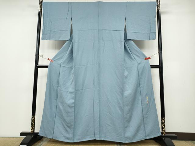 平和屋着物●本草木染作家　瑞寶　色無地　霞地紋　浅縹色　鈴乃屋扱い　正絹　逸品　CABD7369ut