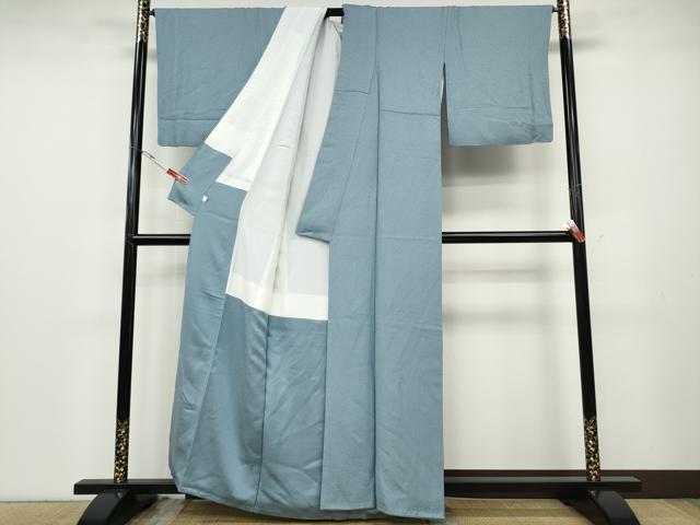 平和屋着物●本草木染作家　瑞寶　色無地　霞地紋　浅縹色　鈴乃屋扱い　正絹　逸品　CABD7369ut