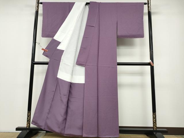 平和屋着物●上質な色無地　霞地紋　二藍色　正絹　逸品　CABD7370ut
