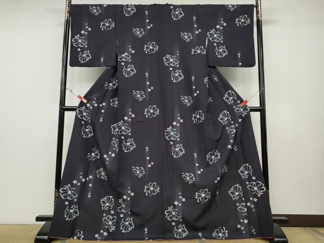 平和屋着物●小紋　舞花文　ロング丈　洗える着物　CABD7371ut