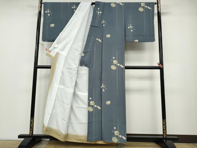 平和屋着物●小紋　ぽっくり下駄　簪　舞桜文　洗える着物　CABD7372ut