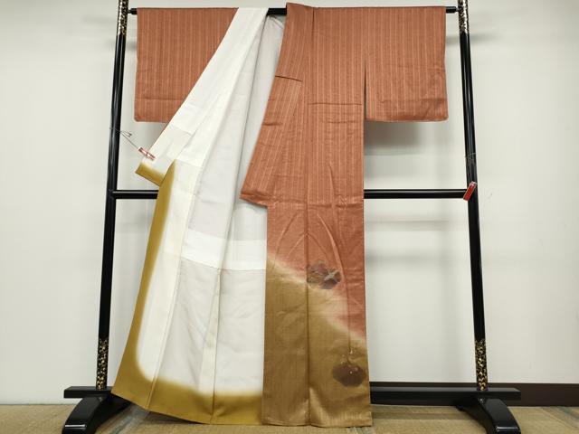 平和屋着物●訪問着　竹屋町刺繍　飛鶴草花文　暈し染め　金彩　正絹　逸品　CABD7373ut