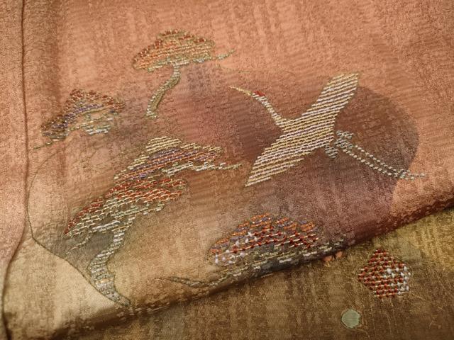平和屋着物●訪問着　竹屋町刺繍　飛鶴草花文　暈し染め　金彩　正絹　逸品　CABD7373ut