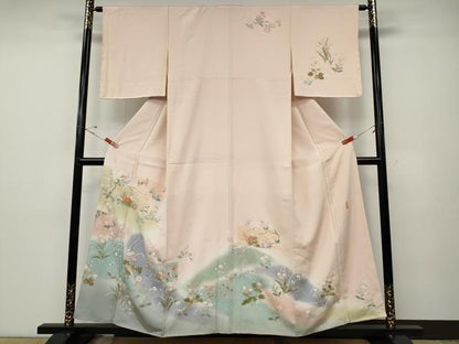 平和屋着物●訪問着　作家物　草花文　暈し染め　金彩　正絹　逸品　CABD7374ut