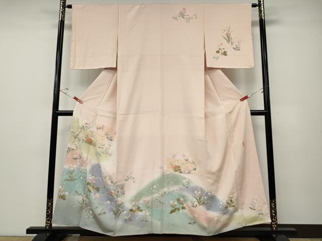 平和屋着物●訪問着　作家物　草花文　暈し染め　金彩　正絹　逸品　CABD7374ut