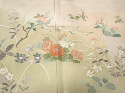平和屋着物●訪問着　作家物　草花文　暈し染め　金彩　正絹　逸品　CABD7374ut