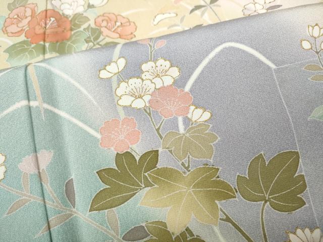 平和屋着物●訪問着　作家物　草花文　暈し染め　金彩　正絹　逸品　CABD7374ut