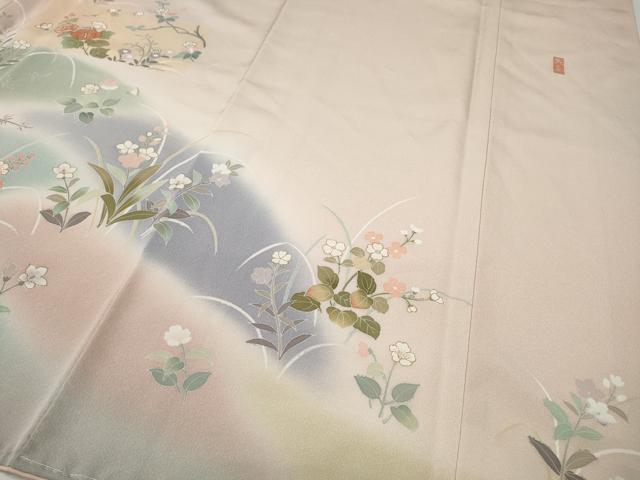 平和屋着物●訪問着　作家物　草花文　暈し染め　金彩　正絹　逸品　CABD7374ut