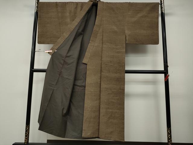 平和屋着物●男性　紬　アンサンブル　霞文　樺茶色　西武百貨店扱い　正絹　逸品　CABD7377ut