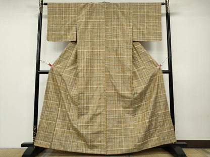 平和屋着物●上質な紬　横段吉祥文　正絹　逸品　CABD7381ut